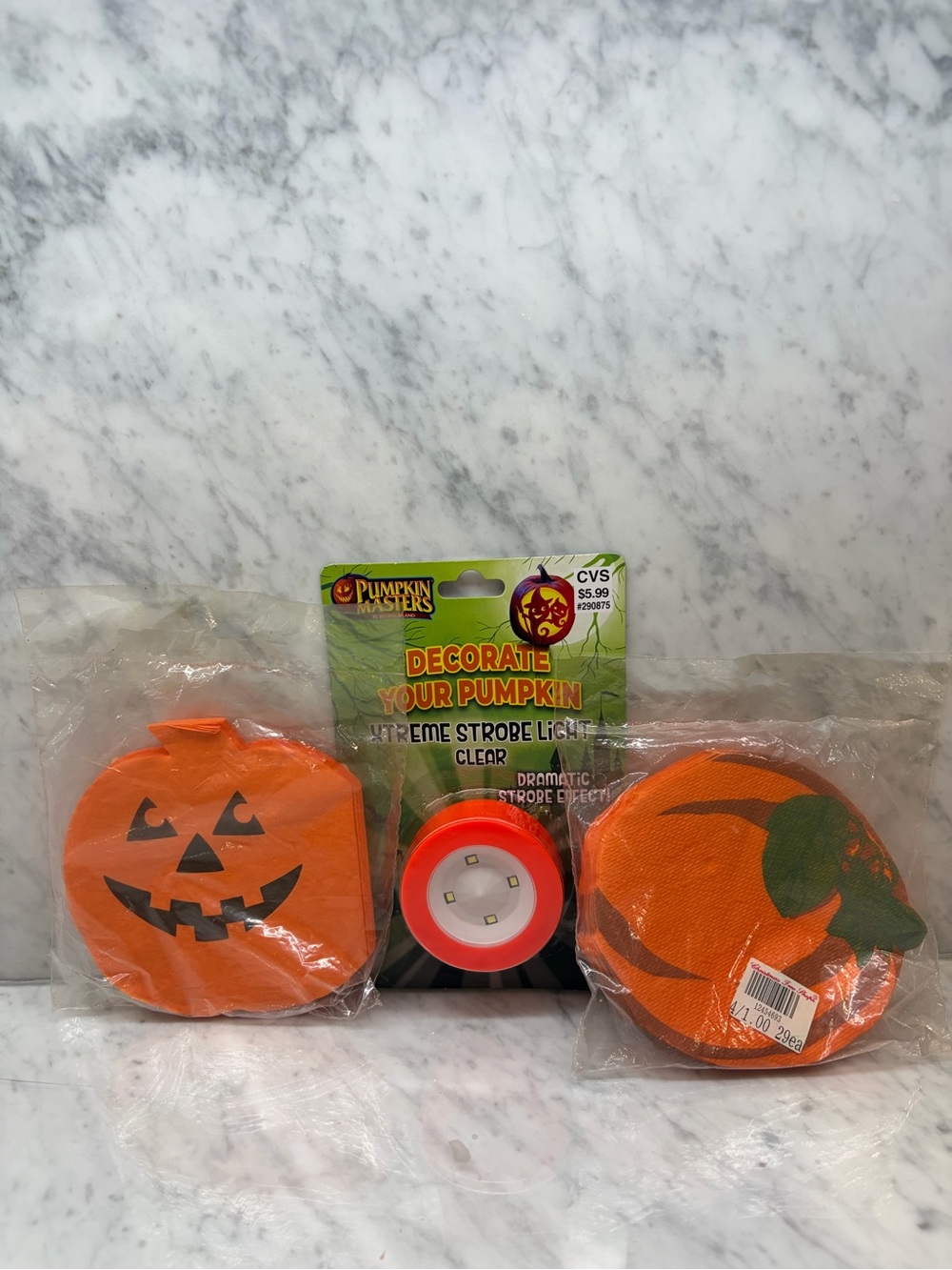 Halloween Pumpkin Party Bundle NWT Napkins + Pumpkin Masters Strobe Light